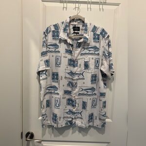 QUIKSILVER WATERMAN BLOCK FISH Men's Woven Shirt Size L